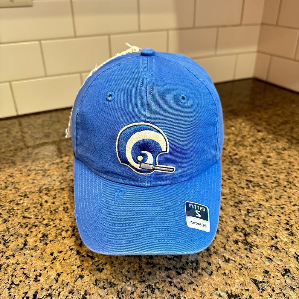 Vtg Los Angeles Rams Reebok NFL Classic Fitted Hat Small Blue Cotton Deadstock